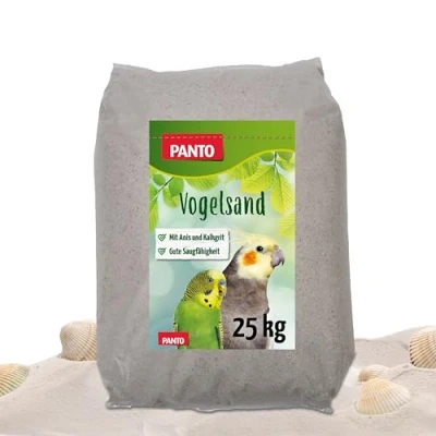 Abbildung von PANTO Vogelsand mit Anis und Muschelkalk, 25 kg artgerechte Einstreu für Vogelkäfige von Wellensittichen, Papageien, Ziervögel