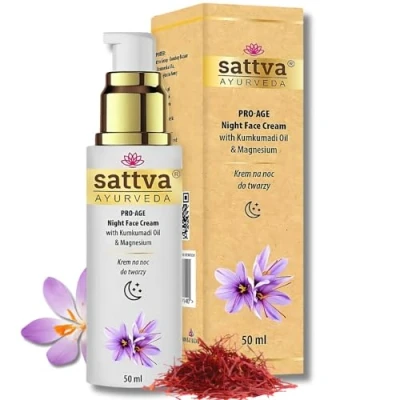 Abbildung von Sattva Gesichtscreme für Damen und Herren Anti Falten Creme Gesicht Pro Age Nachtcreme mit Kumkumadi Öl Aging Moisturizer Night Face Cream