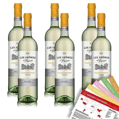 Abbildung von Les Aromes de France Chardonnay IGP, trocken, sortenreines Weinpaket + VINOX Winecards (6x0,75l)