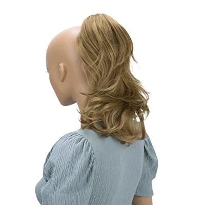 Abbildung von CAISHA 35cm Haarteil Helena Zopf Haarverlängerung mit Butterflyklammer Voluminös Gewellt Dunkelblond H105