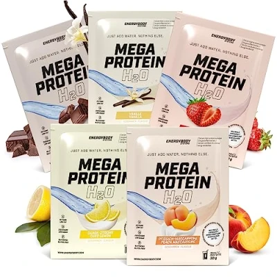 Abbildung von Energybody® Mega Protein H2O Pulver Probierpaket 5x30g Für Wasser optimiertes Eiweiss als Whey Casein Mix/Proteinpulver Probierpackung/Eiweißpulver Probierset