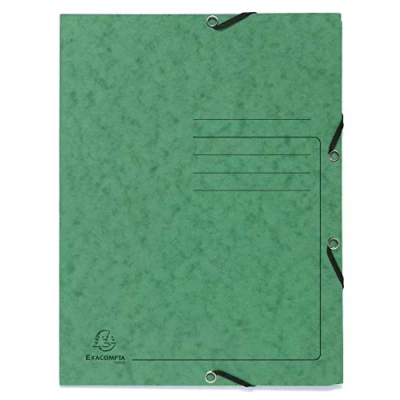 Abbildung von Exacompta Ref. 55403E Karton mit 25 bedruckten Gummizugmappen Hüllen 3 Klappen aus Hochglanzkarton 355 g/m² Maße 24 x 32 cm für Dokumente im A4 Format Farbe Grün