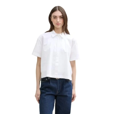 Abbildung von TOM Tailor Denim BOXY Shirt WITH Placket Detail Hemdbluse, Damen, Größe: Small, White