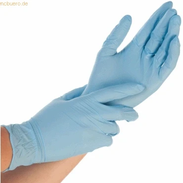 Abbildung von 10 x Hygonorm Nitril Handschuh Safe Fit puderfrei L 24cm blau VE=200 S