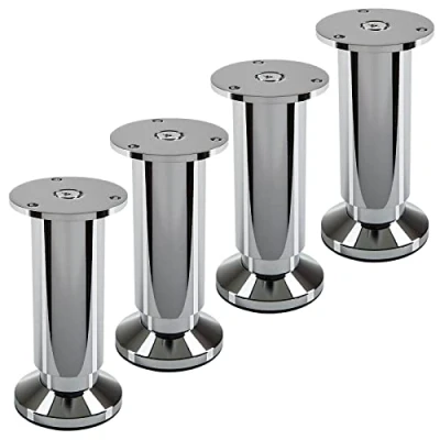 Abbildung von 4 Stück Möbelfüße TERRA Höhe 120 mm Chrom poliert Schrankbeine höhenverstellbar bis max. 15 mm, belastbar 250 kg/je Fuß von SOTECH