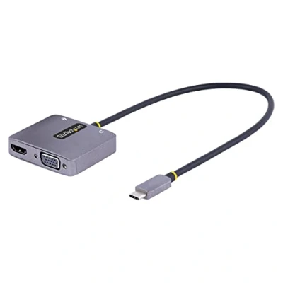 Abbildung von StarTech.com USB C Video Adapter, auf HDMI/VGA Multiport Bildschirm 3,5mm Kopfhörer Klinke, 4K 60Hz HDR, 100W PD 3, TB 3/4 Kompatibel zu VGA Reiseadapter (122 USBC HDMI VGA)