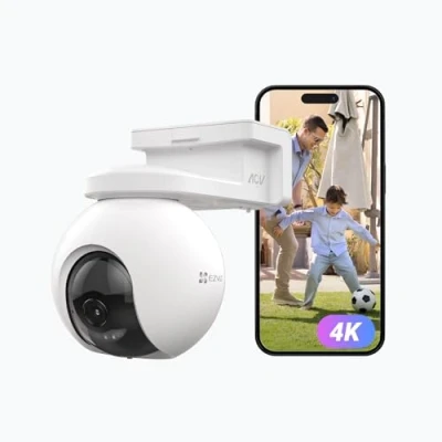 Abbildung von EZVIZ 4K PTZ Kabellose WLAN Außenkamera, 360 Solar/Akku Überwachungskamera Outdoor, Farbnachtsicht, KI Personen und Fahrzeugerkennung, AOV Modus, Zwei Wege Audio, CB8 Pro