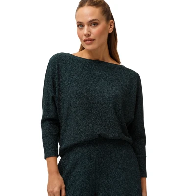 Abbildung von zero MIT Glitzereffekt Langarmshirt, Damen, Größe: 34, Deep ponderosa pine