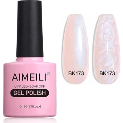 Abbildung von AIMEILI Gel Nagellack Pearl Effekt, Transparent Shimmer Glänzend Glitzer UV LED Soak Off Polish (173) 10ml