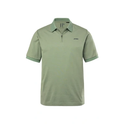 Abbildung von JP1880 Short Sleeve ZIP Poloshirt, Herren, Größe: 4XL, Eucalyptus green