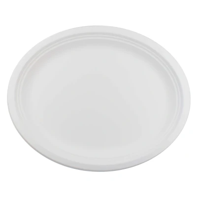 Abbildung von 100 Teller Zuckerrohr 26 cm (oval , weiß) Bagasse