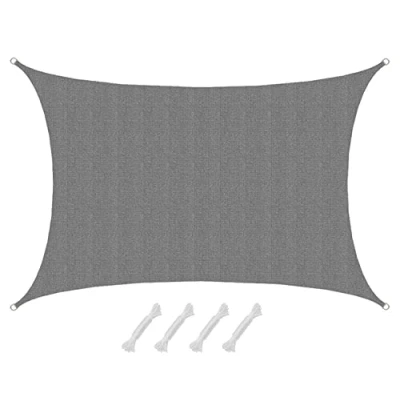 Abbildung von AMANKA Sonnensegel UV Wasserdurchlässig 5x3 Rechteckig, Sonnenschutz Garten Terrasse Grau
