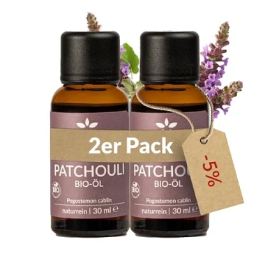 Abbildung von Heldengrün© BIO Patchouli Öl [100% NATURREIN] Reines Duftöl Patchouliöl in Parfumqualität Nachhaltiger Wildwuchs Ätherisches 2 x 30 ml