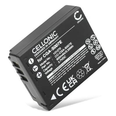 Abbildung von CELLONIC CGA S007,CGR S007,DMW BCD10 Akku kompatibel mit Panasonic Lumix TZ5, TZ3, TZ1, TZ4, TZ2, TZ50, TZ15, TZ11, S007 3.6V 3.7V 900mAh