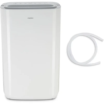 Abbildung von MEDION DH20 Luftentfeuchter (elektrisch, 20Liter/24h, bis zu 20qm, 43db leise, Badezimmer, Schlafzimmer, 5.4 Liter Wassertank, Wäschemodus, Timer, Bodenrollen, MD12048)