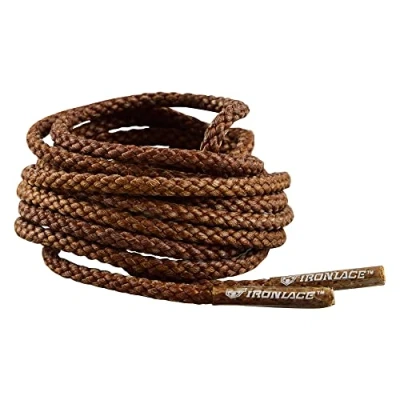 Abbildung von IRONLACE Klassische, unzerbrechliche, extra strapazierfähige, runde Schnürsenkel, hergestellt aus 100% fortschrittlichen Para Aramid Fasern, 1 Paar, braun oder schwarz, mehrere Längen