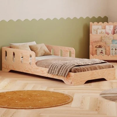 Abbildung von smartwood TILA 6 Kinderbett 70x140 mit Lattenrost und Rausfallschutz Neuheit Holz für Jungen &amp; Mädchen vielseitiges Montessori Bett 140x70 cm.