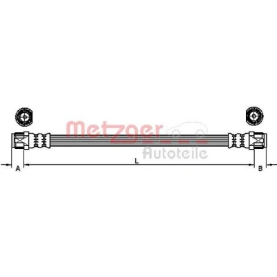 Abbildung von METZGER 4110224 Bremsschläuche 192 PEUGEOT: 207 CC, Schrägheck, 2008 Kombi, CITROËN: C3 Picasso