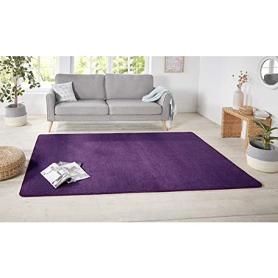 Abbildung von Hanse Home Nasty Teppich Wohnzimmerteppich Flauschiger Kurzflor Einfarbig Unifarben für Esszimmer, Wohnzimmer, Kinderzimmer, Flur, Schlafzimmer, Küche Uni Violett, 200x200cm