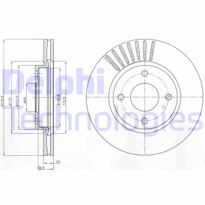 Abbildung von DELPHI BG4337 Bremsscheibe 280 24 4 Belüftet geölt unbehandelt ohne Radlager, ABS Sensorring NISSAN: Cube, Tiida Schrägheck, Limousine