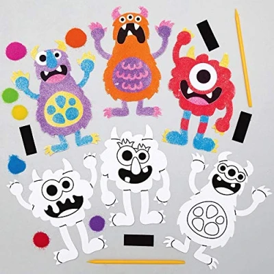 Abbildung von Baker Ross Sandkunst mit Halloween Monstern, Magnete, 6er Packung, für Kinder zum Verzieren und Präsentieren, ideal Kunst Bastelprojekte, AX246