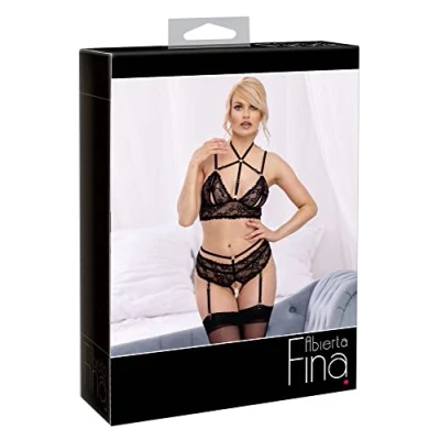 Abbildung von Bralette plus Straps Slip aus Spitze mit Samtdetails, Strapse abnehmbar