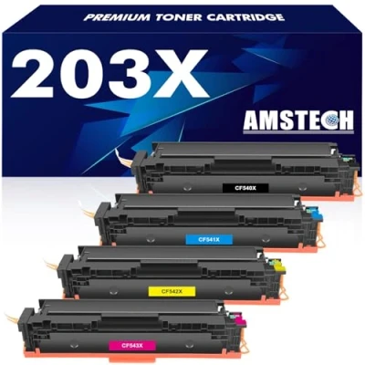 Abbildung von 4er Pack Kompatibel 203X 203A Tonerkartusche als Ersatz für HP M281fdw Toner Color Laserjet Pro MFP M254dw M281fdn M281cdw M280nw M254nw M254dn M281 M254 M280 CF540X CF540A Schwarz Cyan Gelb Magenta