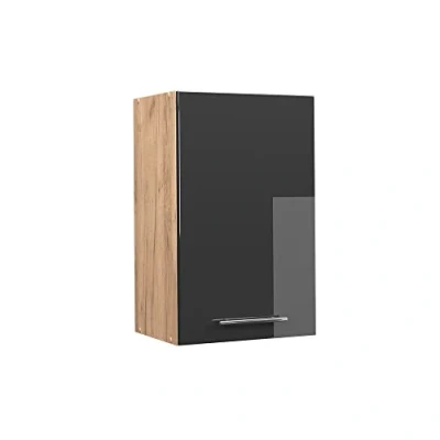 Abbildung von Vicco Hängeschrank Fame Line, Anthrazit Hochglanz/Goldkraft Eiche, 45 cm