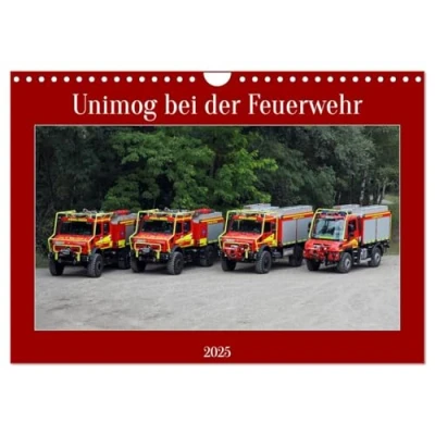 Abbildung von Unimog bei der Feuerwehr (Wandkalender 2025 DIN A4 quer), CALVENDO Monatskalender