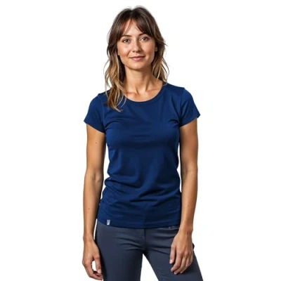 Abbildung von ALPIN LOACKER Merino Shirt Damen Kurzarm Das T für Wandern und Outdoor I atmungsaktives Thermoshirt Sport Unterwäsche Damen, Blau XL