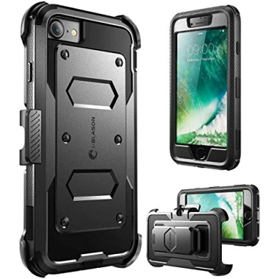 Abbildung von i Blason Hülle für iPhone SE (4,7&quot;) 2020 8 Handyhülle 7 Case Outdoor 360 Grad Schutzhülle Stoßfest Cover [Armorbox] mit eingebauter Displayschutz und Gürtelclip, Schwarz