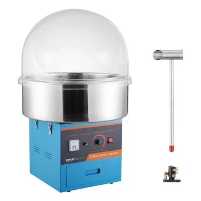 Abbildung von VEVOR Elektrische Zuckerwattemaschine, 1 kW Zuckerwattegeräte, Kommerzielle Zuckerwattemaschine mit Abdeckung, Edelstahlschüssel, Zuckerschaufel, Schublade, für Kindergeburtstage, Familienfeiern, Blau
