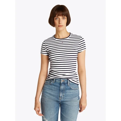Abbildung von Tommy Jeans SLIM Essential Tshirt print, Damen, Größe: 52, Dark night navy
