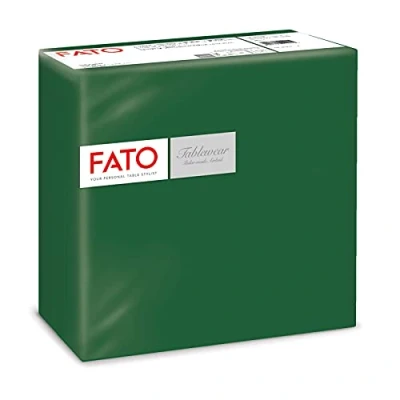 Abbildung von Fato, Trockene Papierservietten, Airlaid, Textileffekt, Packung mit 50 Servietten, Größe 40x40 gefaltet in 4, Farbe Waldgrün