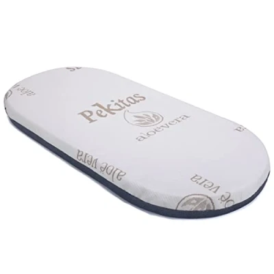 Abbildung von PEKITAS Universal Matratze, oval, 72 x 33 cm, für Kinderwagen, Höhe: 5 doppelseitig, atmungsaktiv, waschbarer Bezug