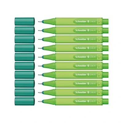 Abbildung von Schneider Link It Fineliner (Superfeine Stifte mit 0,4 mm Strichstärke, einfach zusammenstecken und beliebig kombinieren)10 Stück, Blackforest Grün