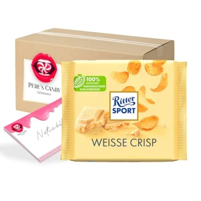Abbildung von 5 x 100g Weisse Crisp Tafel Schokolade mit Geschenk von Pere&#039;s Candy