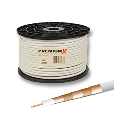 Abbildung von Premium X Deluxe PRO REINES Kupfer 100% VOLLKUPFER Koaxial Kabel 135dB 5 Fach geschirmt 100m 100 Meter SAT Antennenkabel NEU