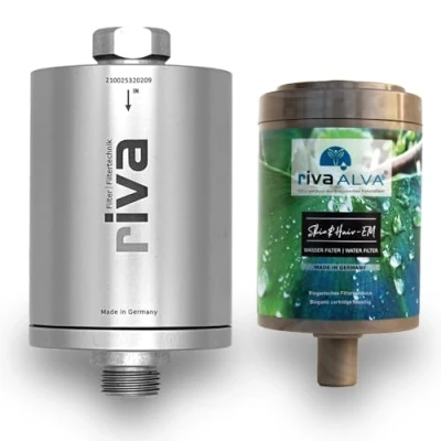 Abbildung von rivaALVA Wasserfilter SKIN &amp; HAIR EM Duschfilter, Filter mit Blockaktivkohle und Keramik, Zubehör für Ihre Dusche
