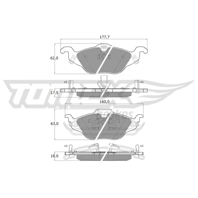 Abbildung von TOMEX brakes TX 12 21 Bremsbelagsatz Vorderachse OPEL: Zafira A, Astra G CC, Caravan, VAUXHALL: Mk4 Kombi