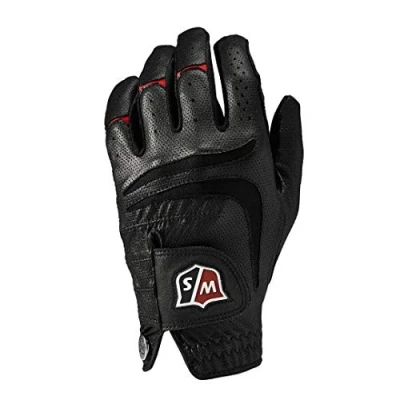 Abbildung von Wilson Staff Herren Golfhandschuh, Grip Plus, Material Kombi, Größe: M, Linkshand, MLH, schwarz, WGJA00103M