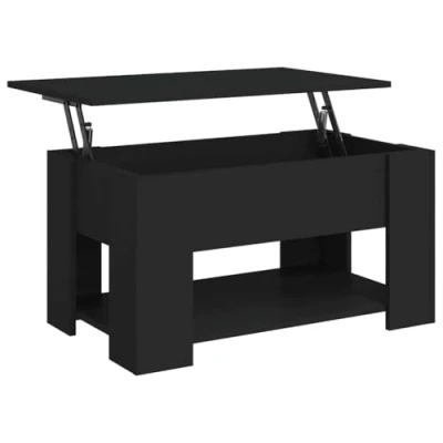 Abbildung von vidaXL Couchtisch Höhenverstellbar Kaffeetisch Beistelltisch Wohnzimmertisch Sofatisch mit Stauraum Schwarz 79x49x41cm Holzwerkstoff