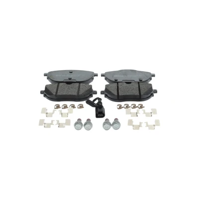 Abbildung von BOSCH 0 986 460 116 Bremsbelagsatz Low Metallic inkl. Verschleißwarnkontakt VOLKSWAGEN: Multivan 6, Transporter 6 Bus, Kastenwagen