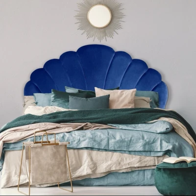 Abbildung von Mermaid Kopfteil Bett 160cm, Samtbezug Blau Menzzo