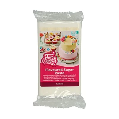 Abbildung von FunCakes Geschmacksfondant Lemon: Köstlicher Geschmack, glatte Textur, einfach auszurollen, Rollfondant, perfekt für Kuchen, Cupcakes und Kekse. Halal, koscher glutenfrei. 250 g