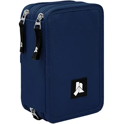 Abbildung von Julian Ross Navy Blau Federmäppchen Kinder, 3 Organisierte Fächer, Federtasche Junge Gefüllt mit Schreibwaren, Jungen und Mädchen Schulmäppchen, 45 Teilen für die Schule, 20cm