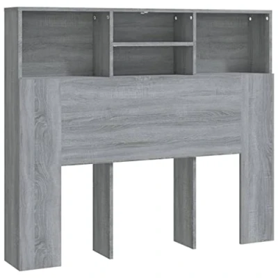 Abbildung von vidaXL Kopfteil mit Ablagen Regal Wand Bücherregal Betthaupt Bettkopfteil Schlafzimmer Grau Sonoma 120x19x103,5cm