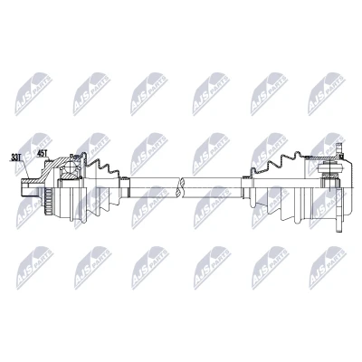 Abbildung von NTY NPW AU 098 Antriebswelle Vorderachse links 600mm Schaltgetriebe VOLKSWAGEN: Passat B5 GP Variant, Limousine, Variant