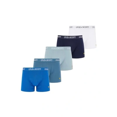 Abbildung von Lyle &amp; Scott Boxershorts Herren aus Baumwolle 5er Set Unterhose mit Komfortbund Weiche Boxershort Pack für jeden Tag Männer Unterwäsche Schriftzug und Logo Mehrfarbig S