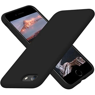 Abbildung von Cordking Designed for iPhone SE Case 2022/2020, 7 8 Case, Silicone Ultra Slim Shockproof Phone with [Soft Microfiber Lining], 4.7 inch,Black